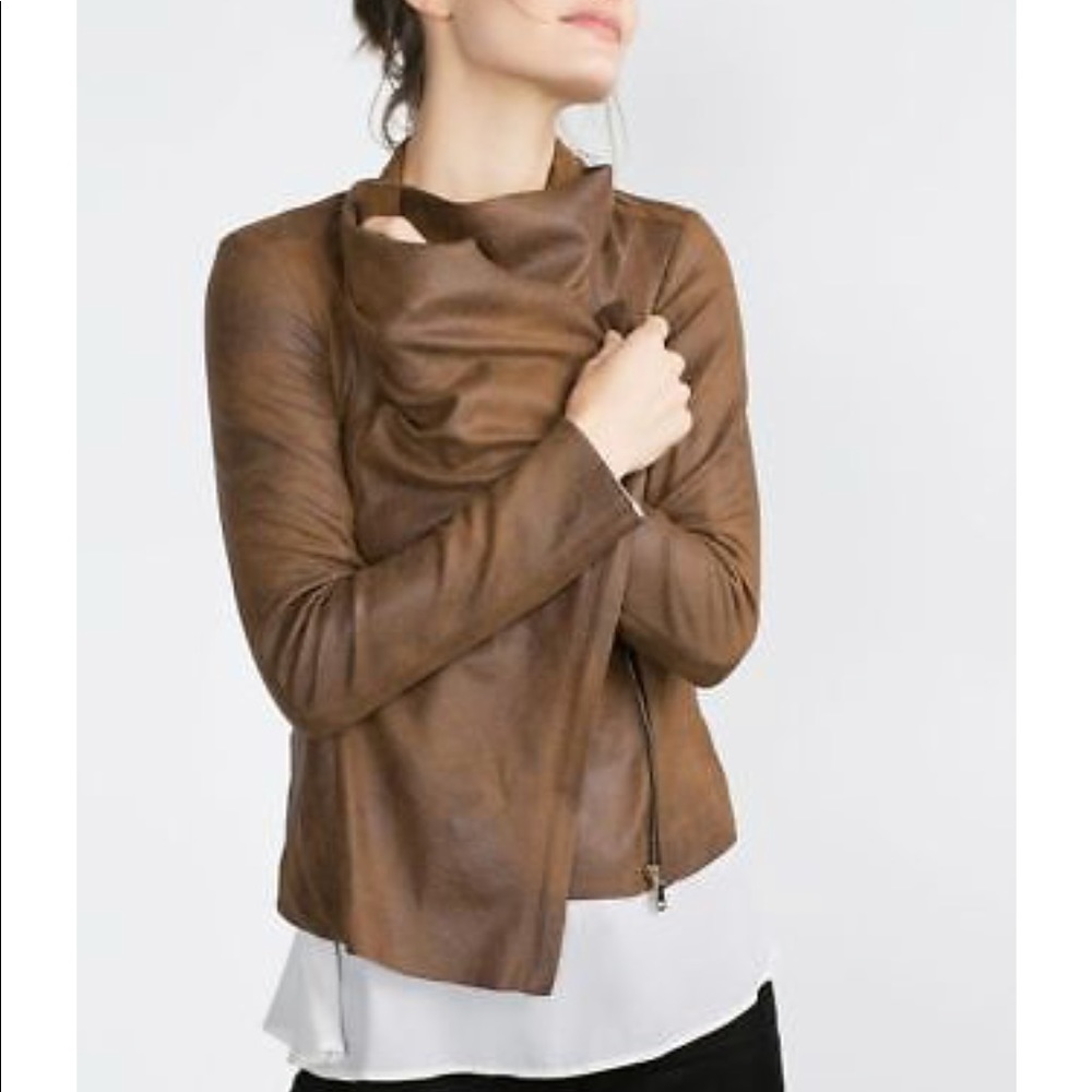 Zara tan suede leather jacket SMALL